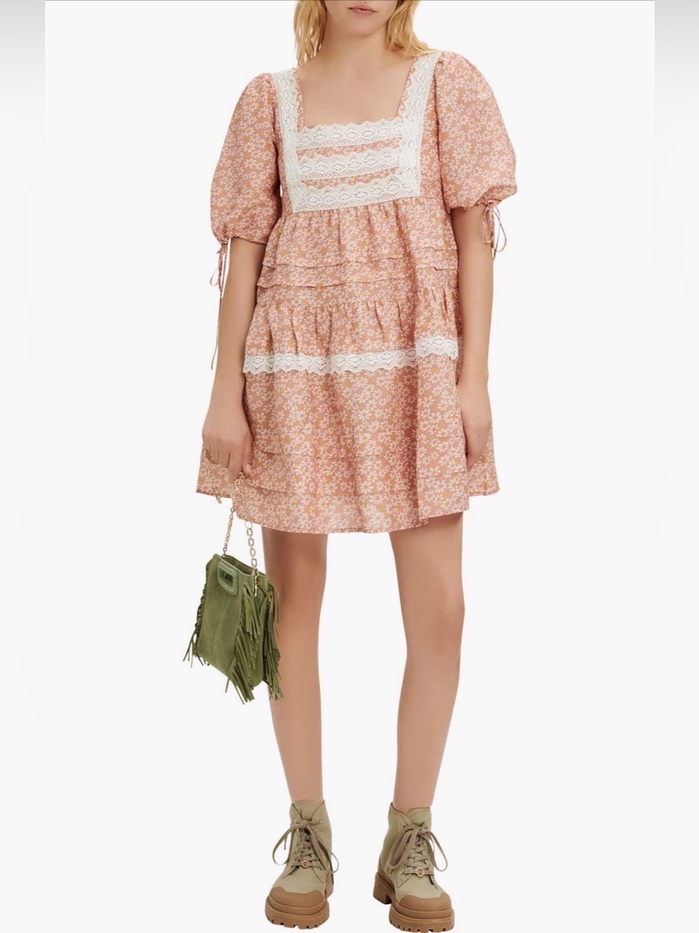 Maje Printed Lace Braid Dress in Pink Daisy Size 38/ US Medium